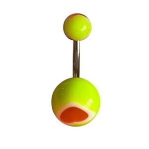 Neon Yellow Belly Button Ring w/ Pink Heart 💛💗✨